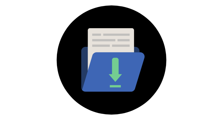 Illustration of File folder on black circle