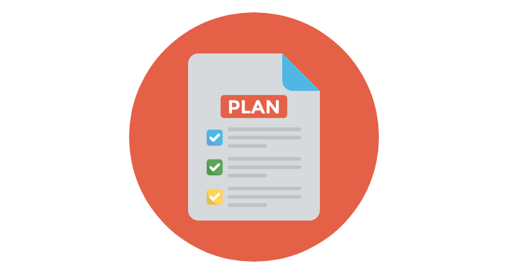 Plan checklist icon on orange circle
