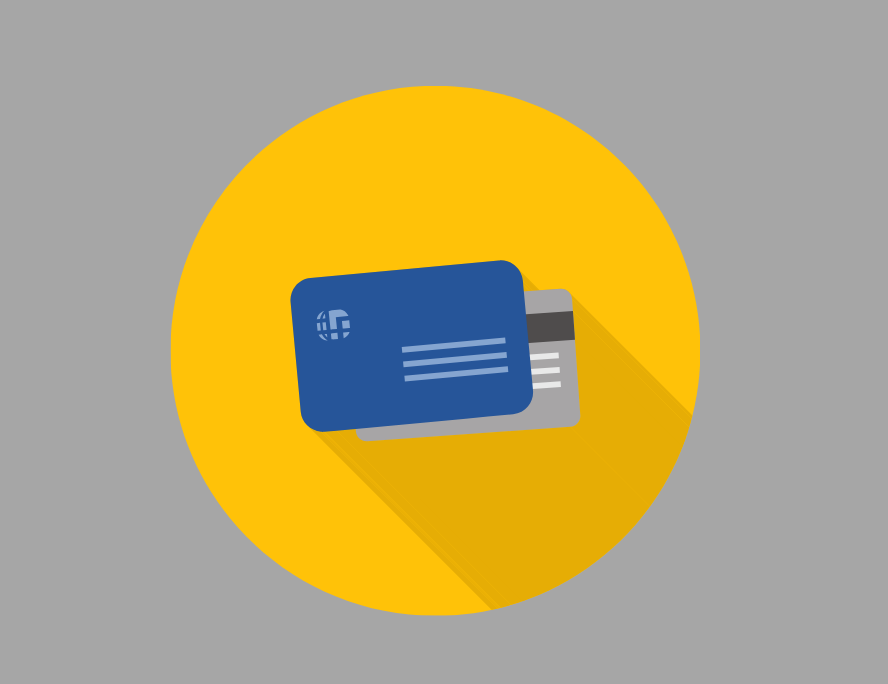 Illustration of credit card on yellow circle
