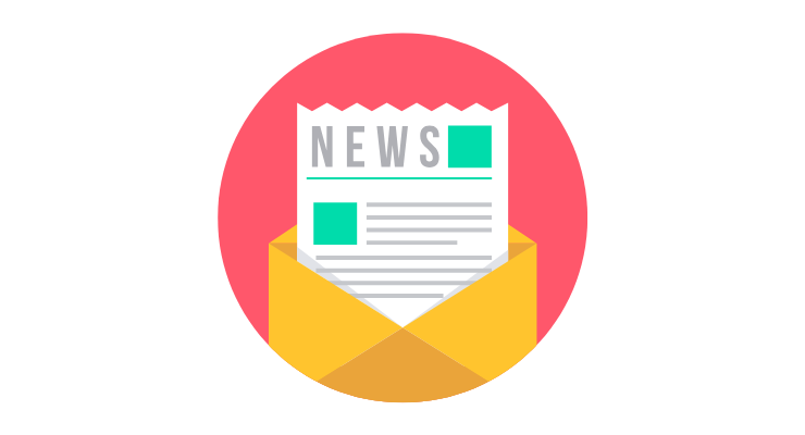 Illustration of Newsletter on red circle