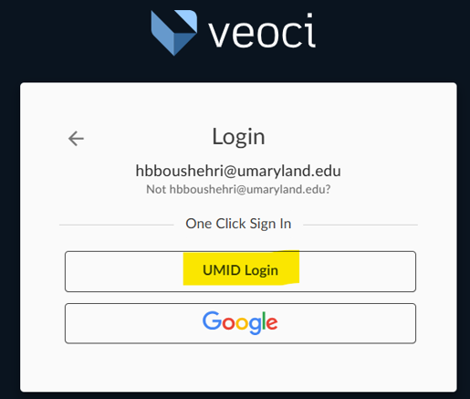 Screenshot of login with button option to use UM ID login
