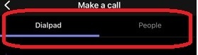 Highlights the dialpad and People options on a Smartphone