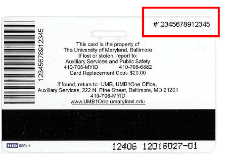 This image is the back of your UM ID Card. Which shows your employee/student ID.
