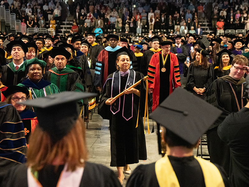 UMB Leadership leading the procession at a commencement ceremony