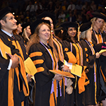 Nursing graduates watching the speech