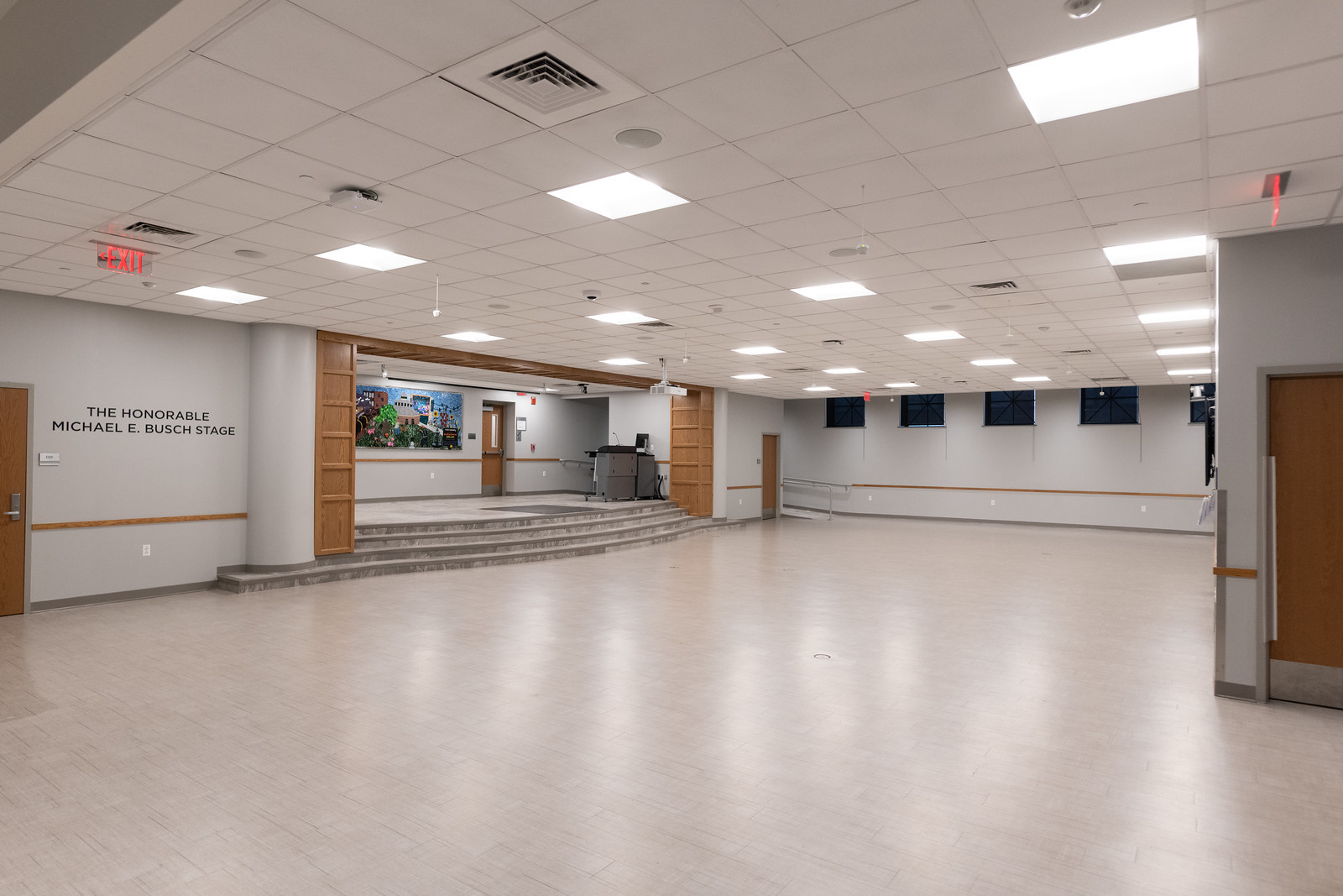 brightly lit community gathering space