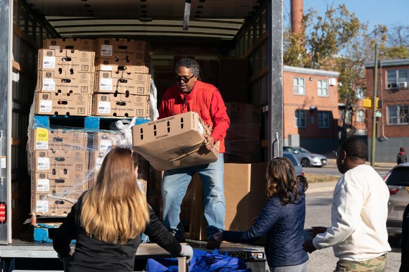Unload turkeys for the turkey drive