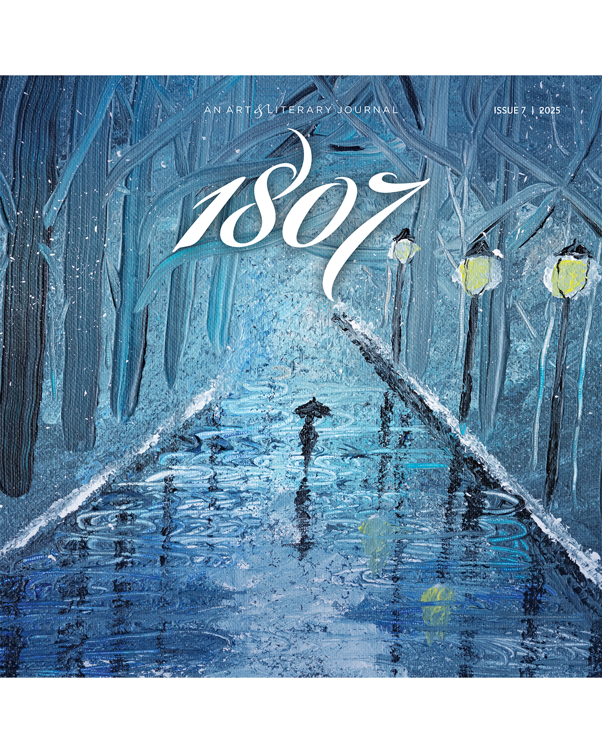 cover of 1807 issue 7 journal; painting shows muted evening sidewalk lined with lampposts