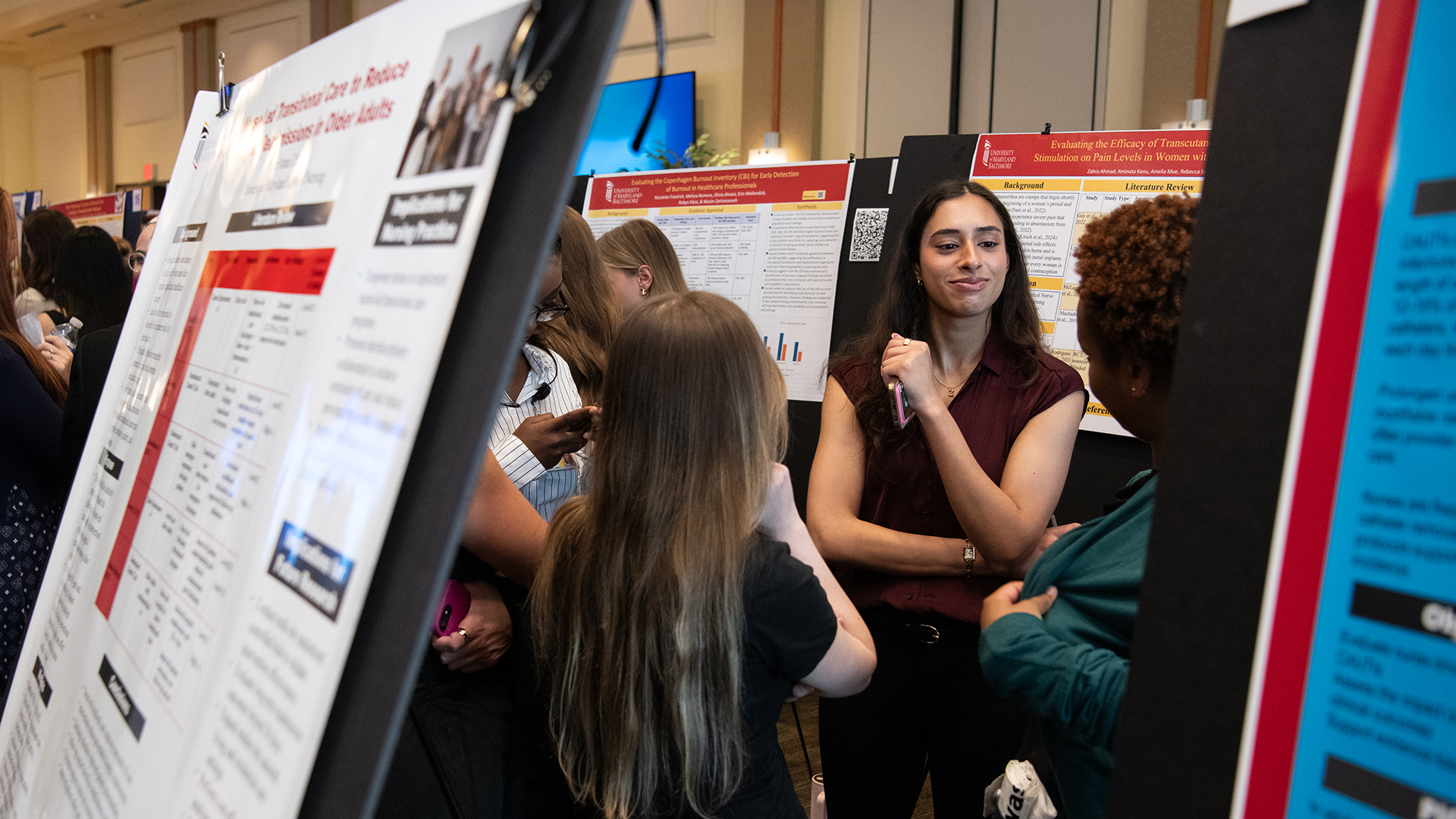 A nursing student presents her research findings