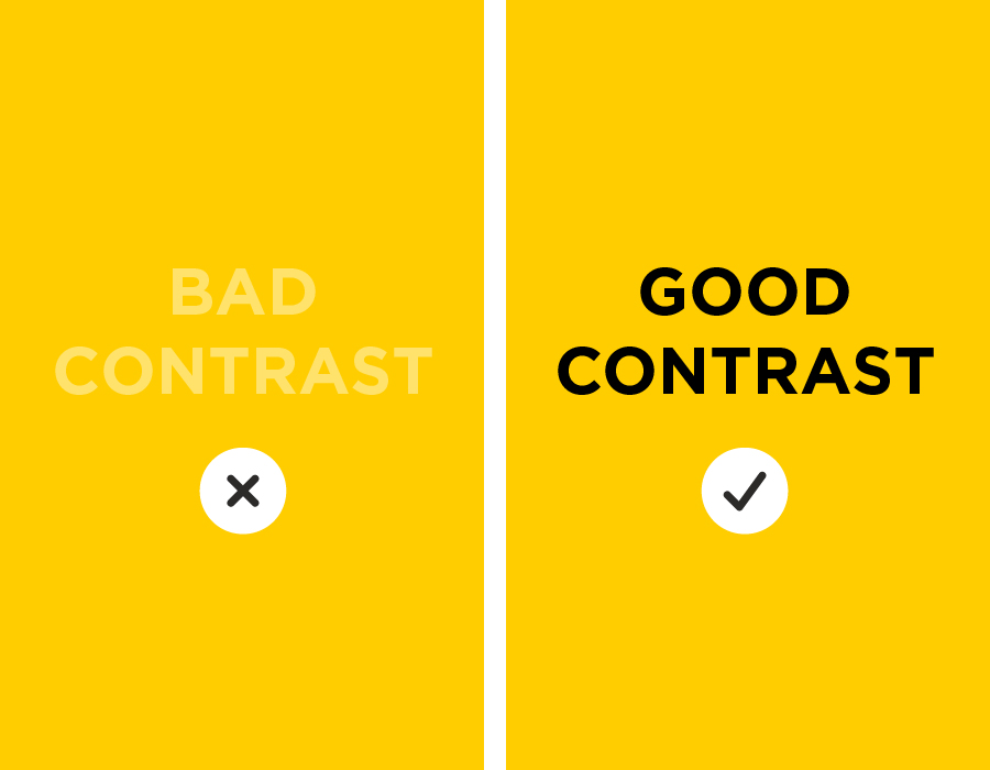 An example of good and bad color contrast