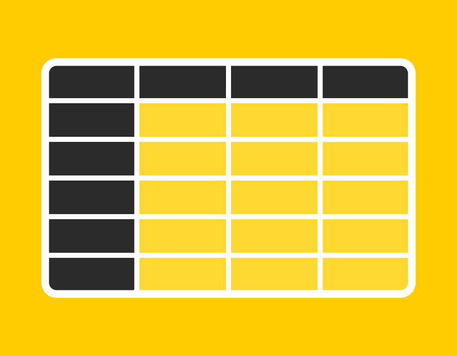 A simple table with row and column headers