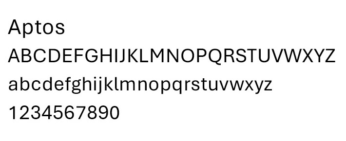 Sample of Aptos font