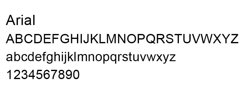 Sample of Arial font