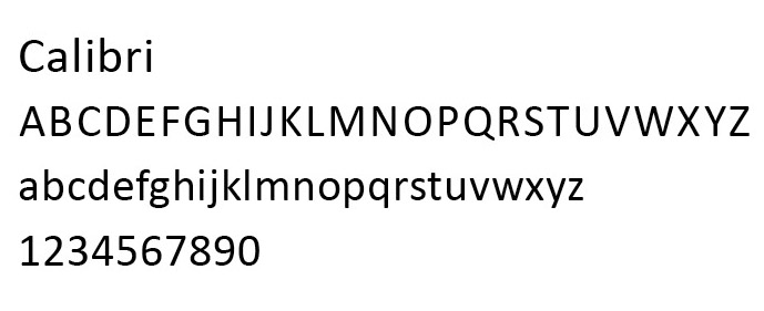 Sample of Calibri font