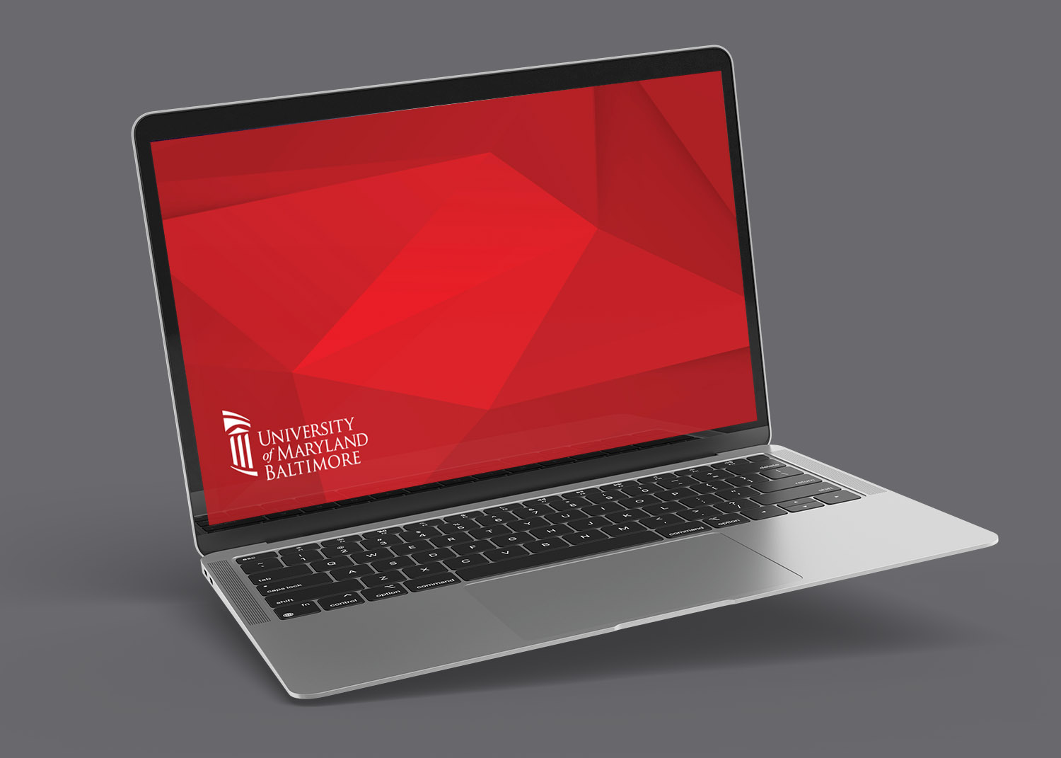 laptop with a red virtual background for virtual meetings
