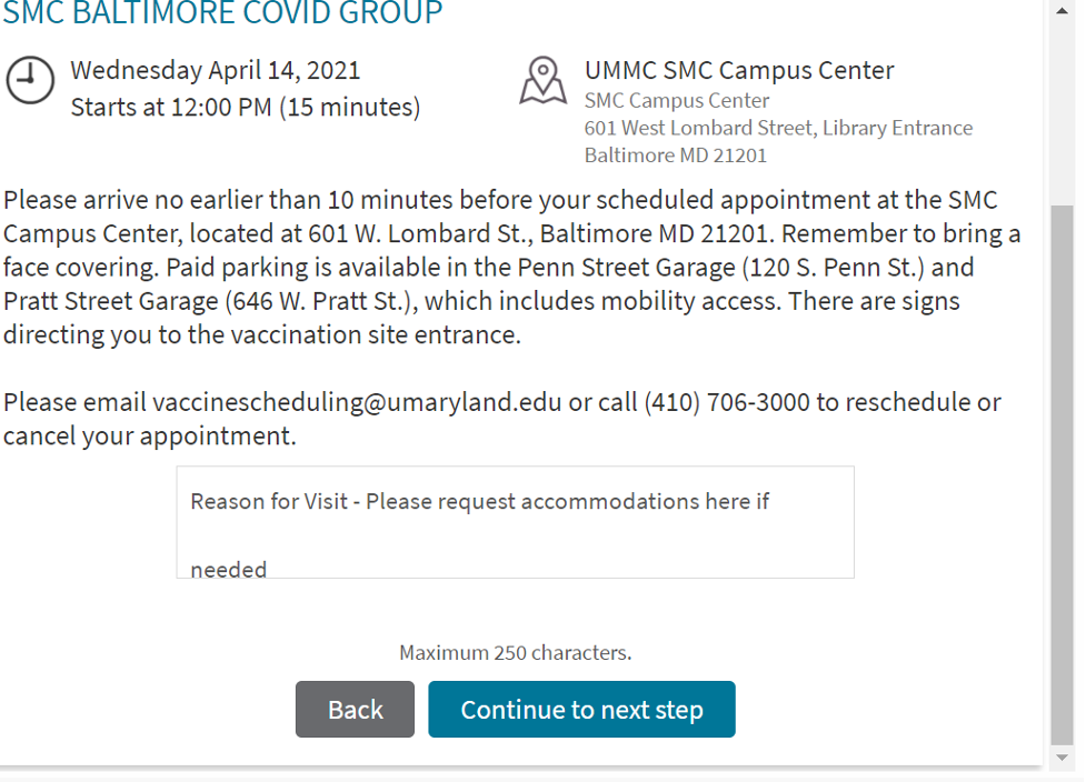 Schedule selection information