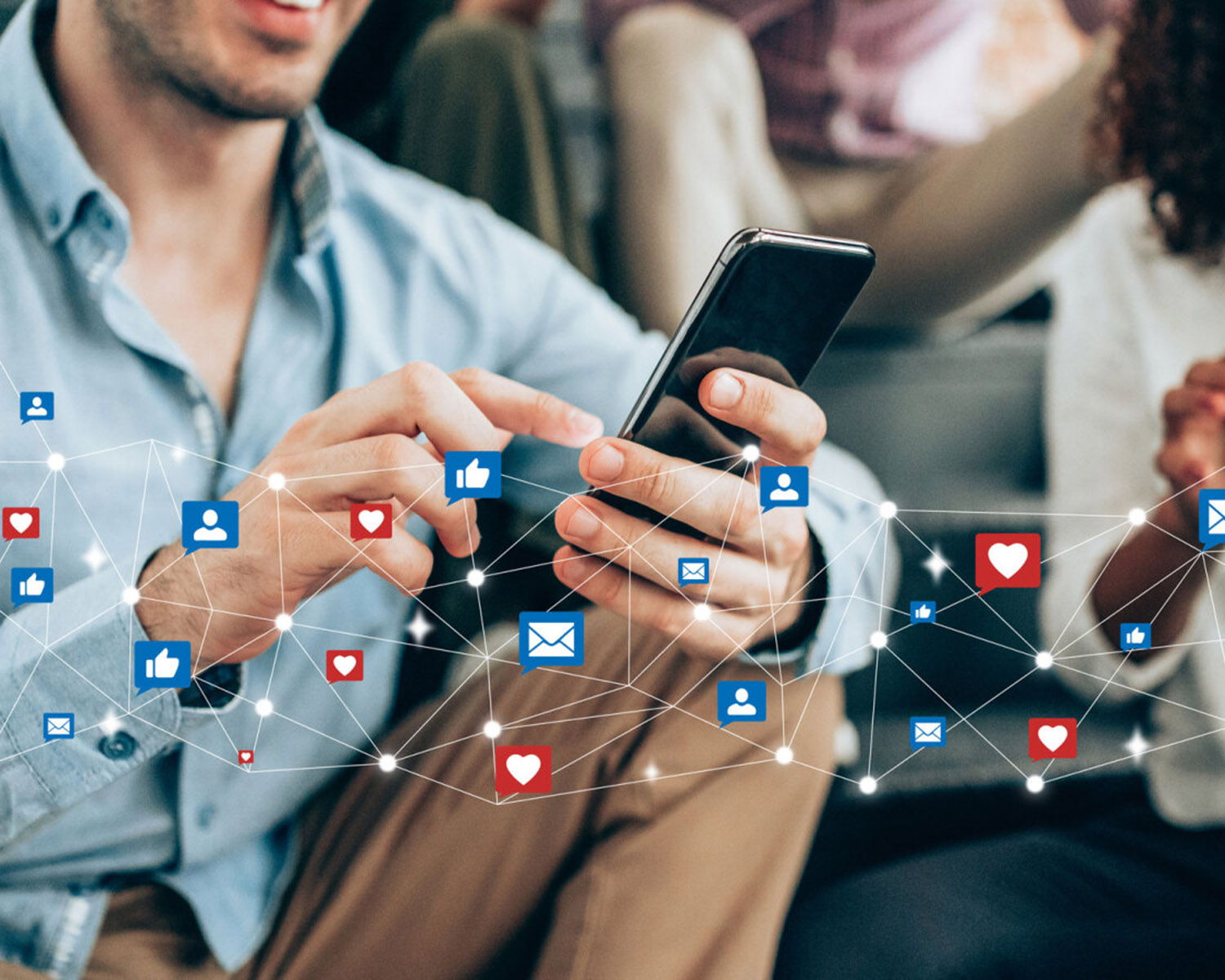 person using social media on a mobile device