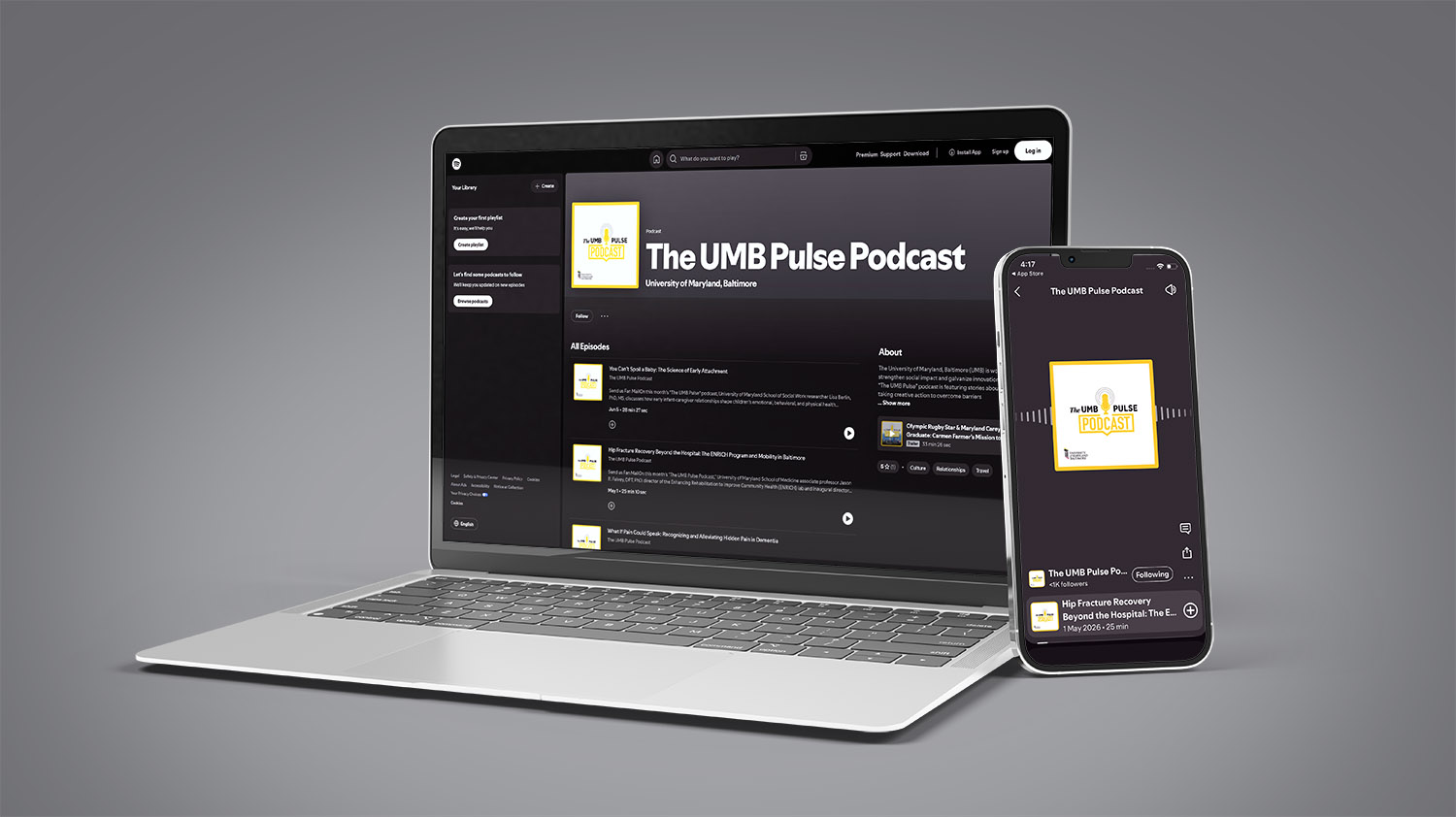 UMB Pulse podcast graphic as shown on Spotify