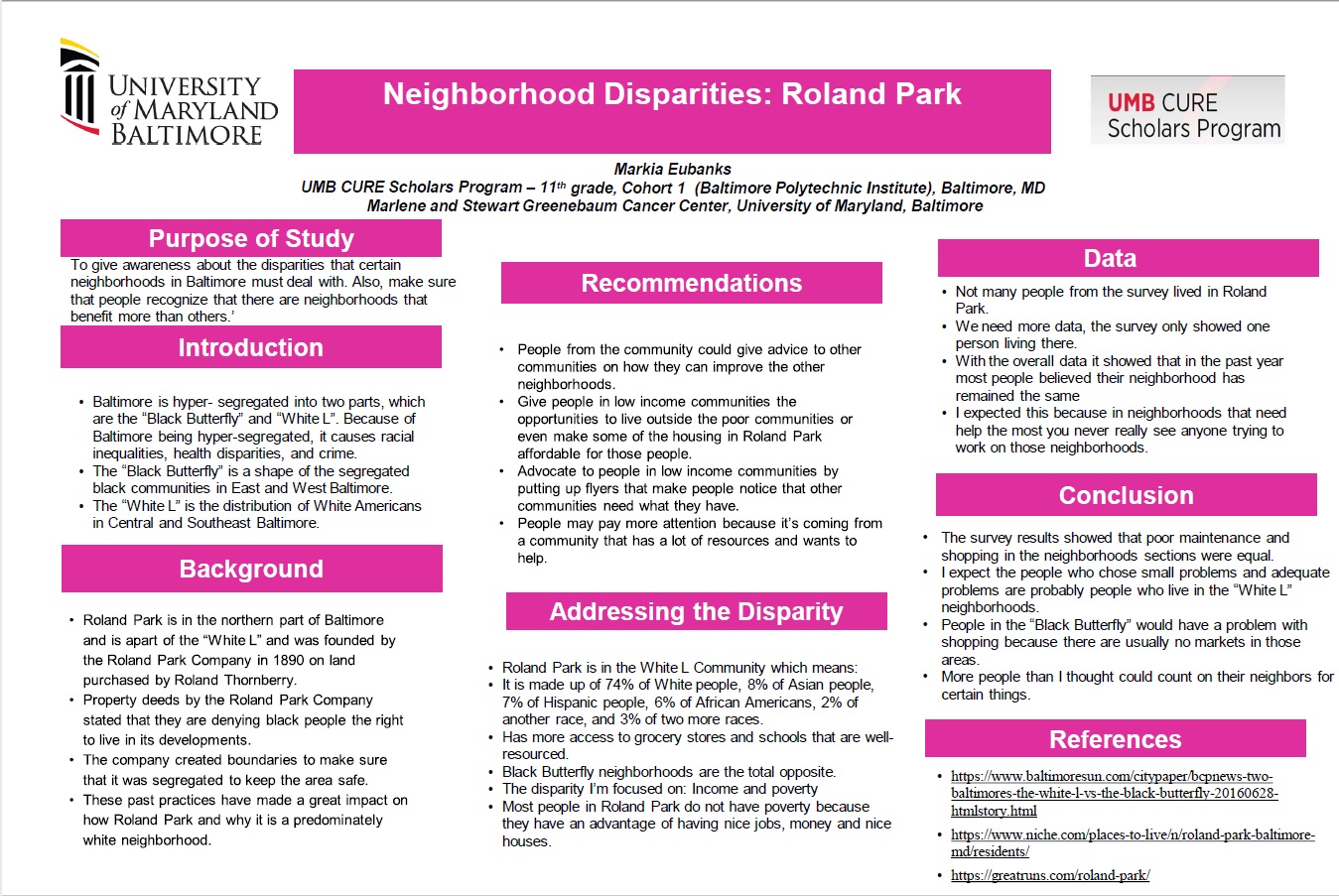 Neighborhood Disparities: Roland Park - Markia Eubanks