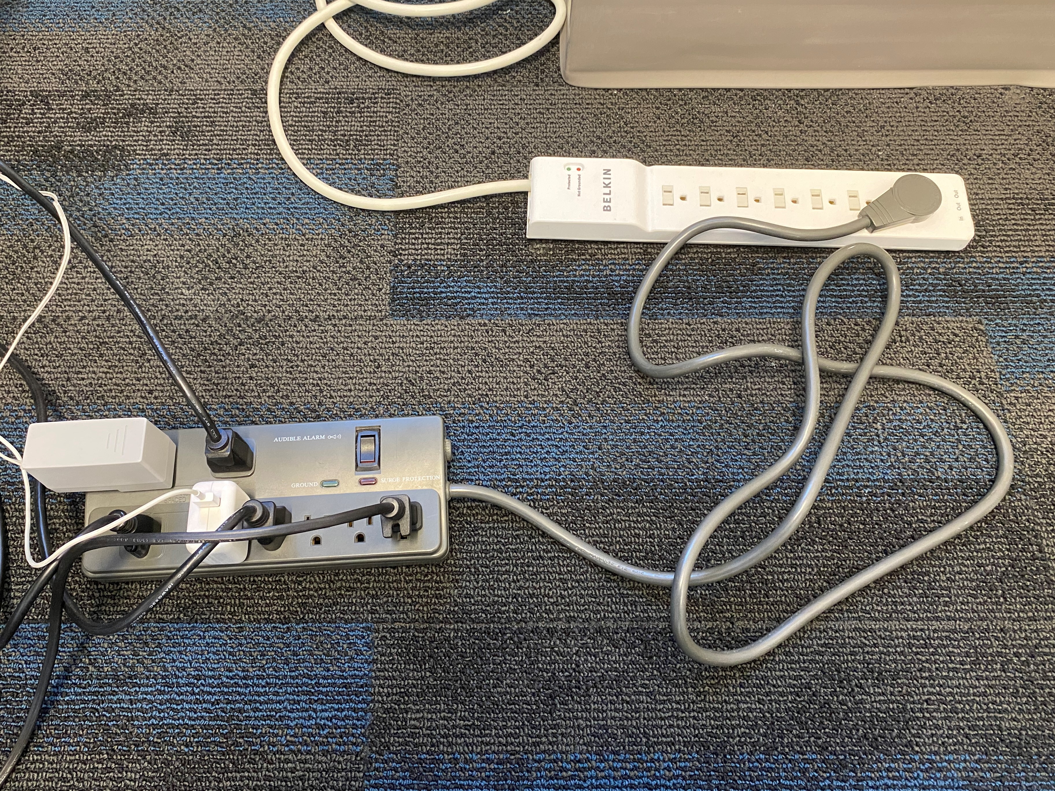 Two power strips daisy changed together.