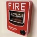 A manual fire alarm pull station.