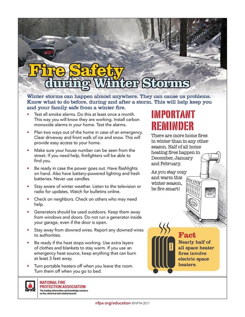 Flyer with safety tips about winter storms
