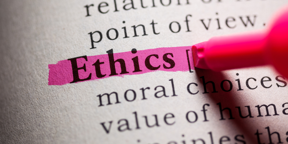 Ethics highlighted in a dictionary