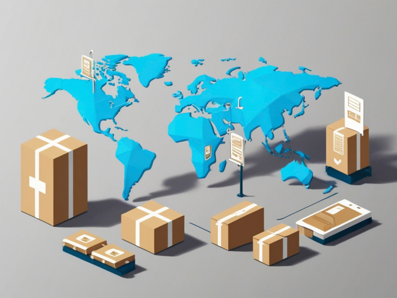 A map with shipping boxes