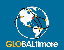 Globe on a blue background with GLOBALtimore