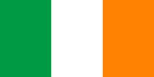 Flag of Ireland with green, white, orange vertical stripes