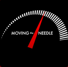 Logo for Moving the Needle Podcast like a car's speedometer