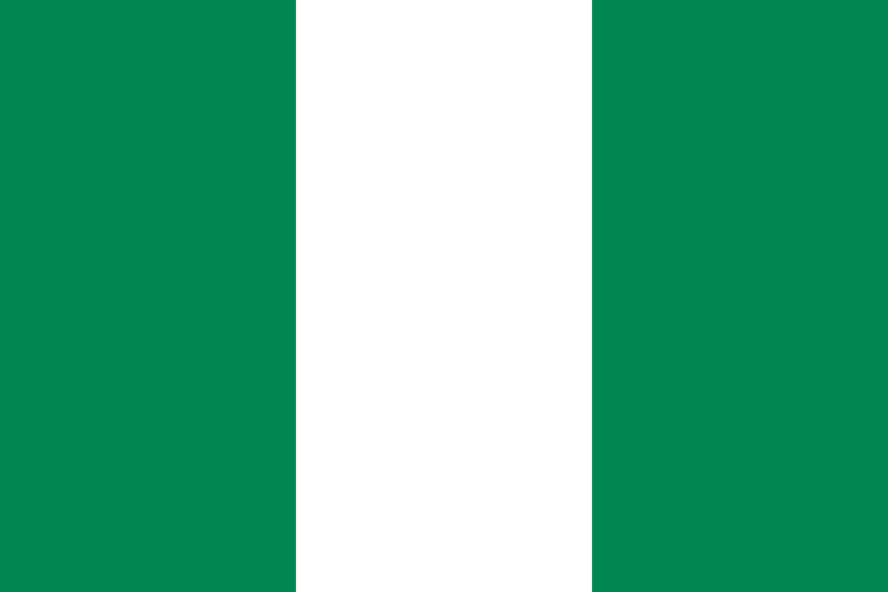 Flag of Nigeria, horizontal stripes of green, white, green