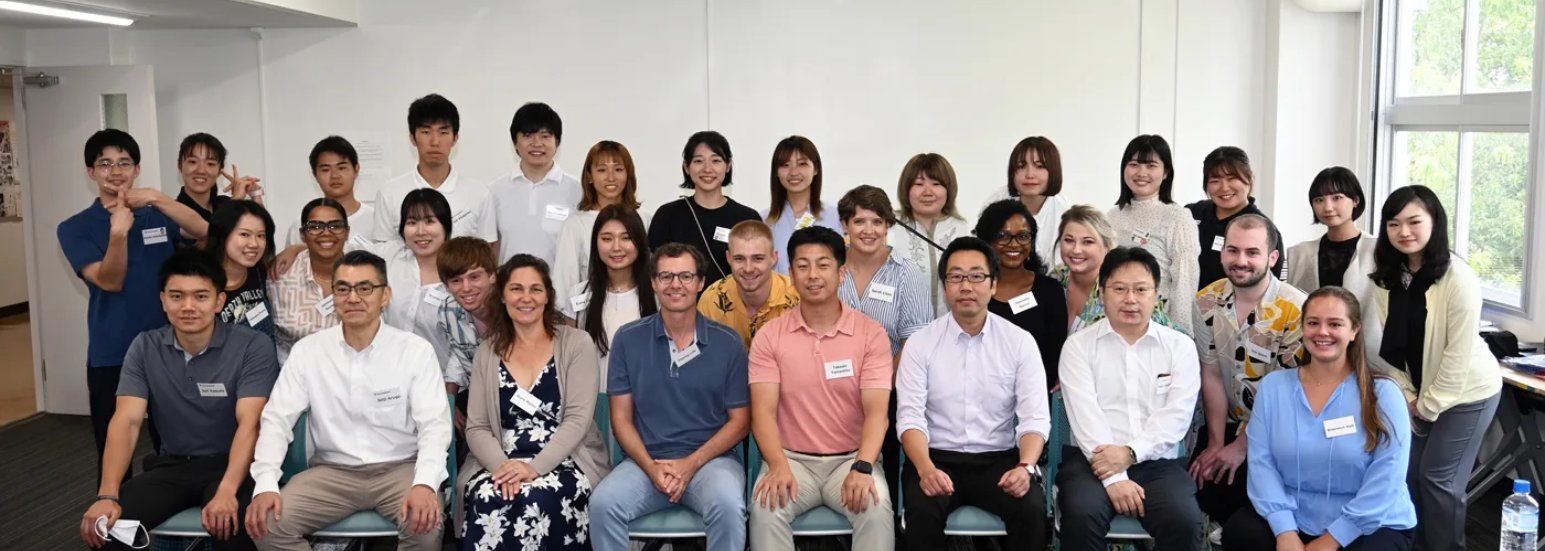 UMB students and Japanese students pose for a group photo