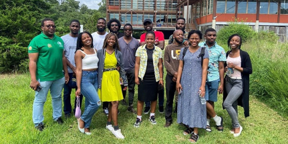 A group of students pose for a group photo