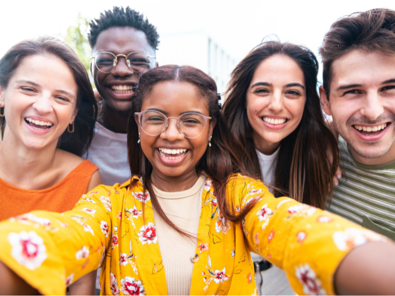 Students pose for a selfie