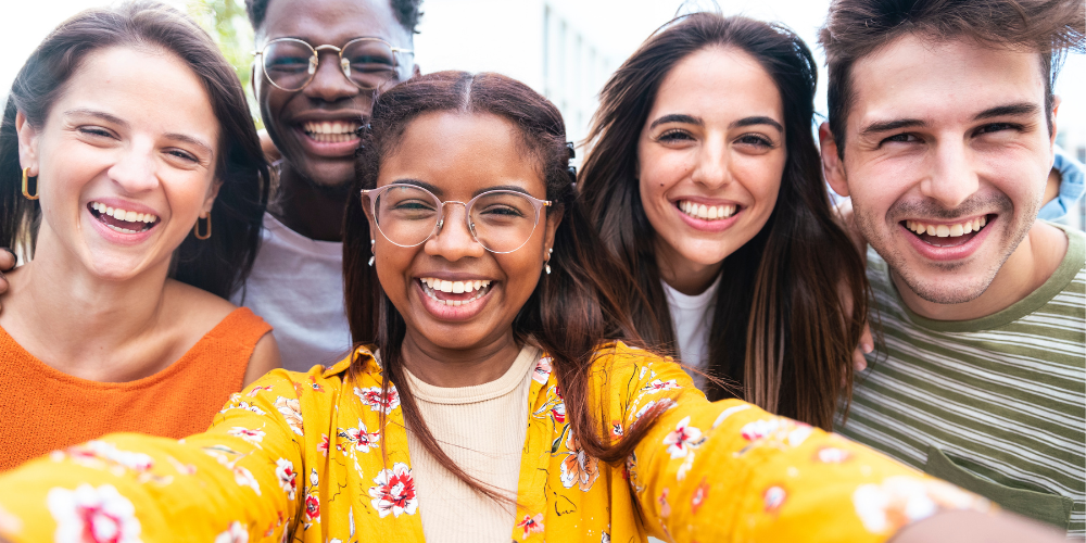 Students pose for a selfie