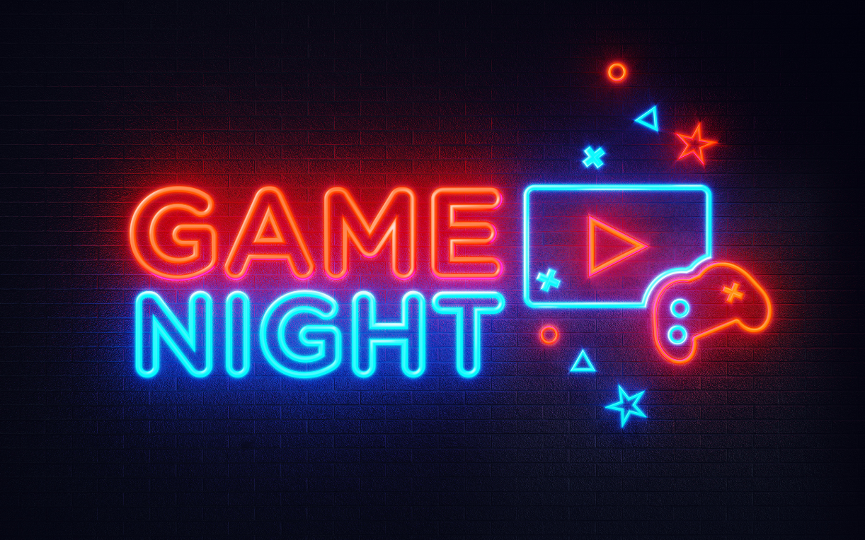 Game night in neon