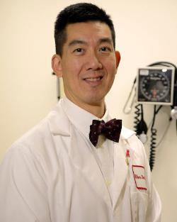 Doctor in lab coat and bowtie