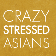 Words crazy stressed Asians on a yellow background
