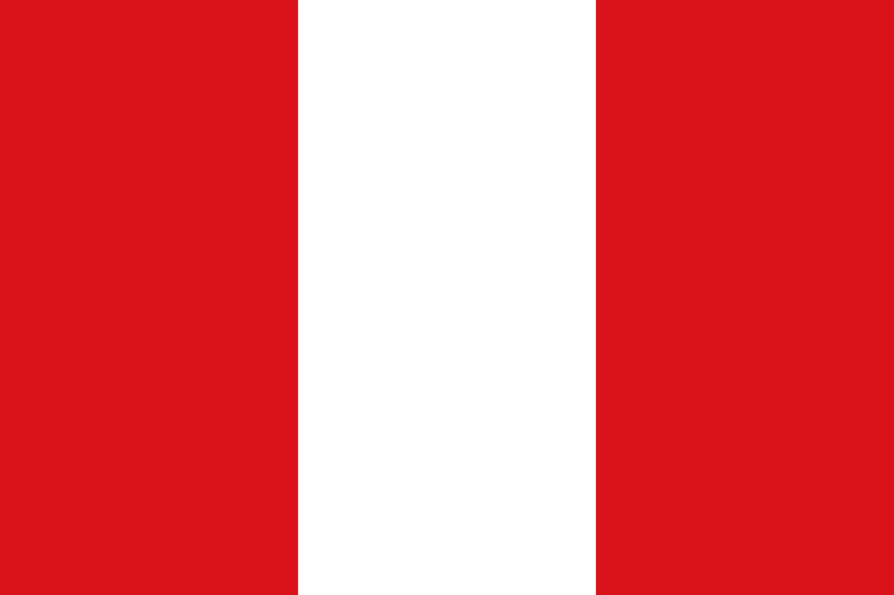 Flag of Peru with vertical red, white, red stripes
