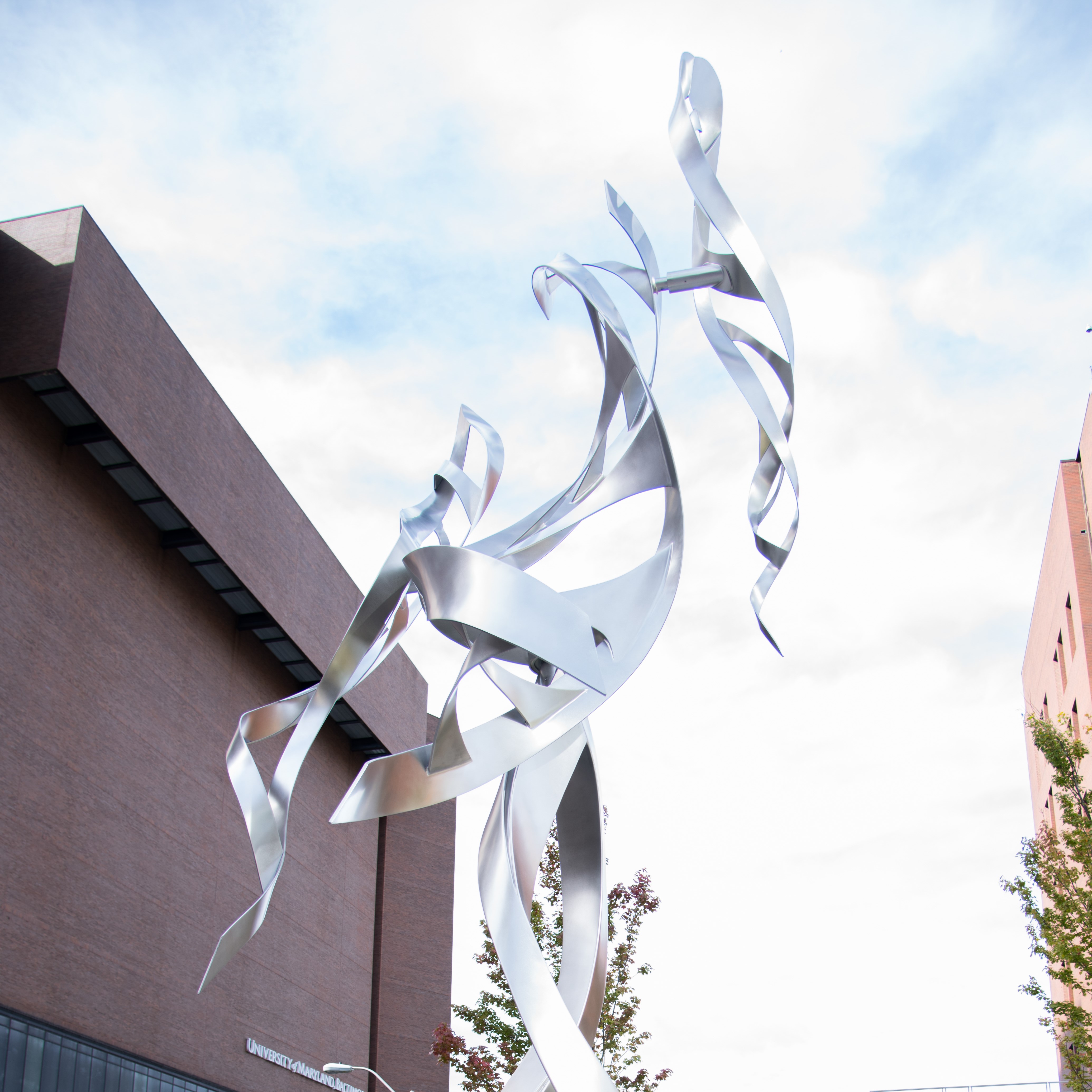 30 foot kinetic sculpture on campus, entitled 