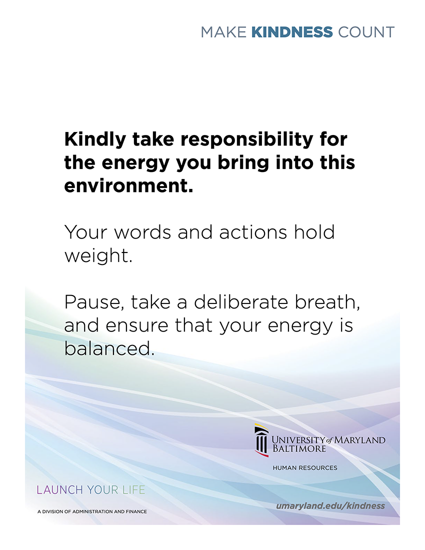 Kindly Take Responsibility for the Energy You Bring Into This Environment Poster