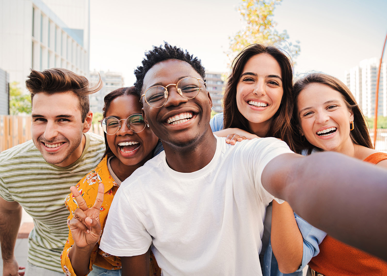 groups of diverse young people