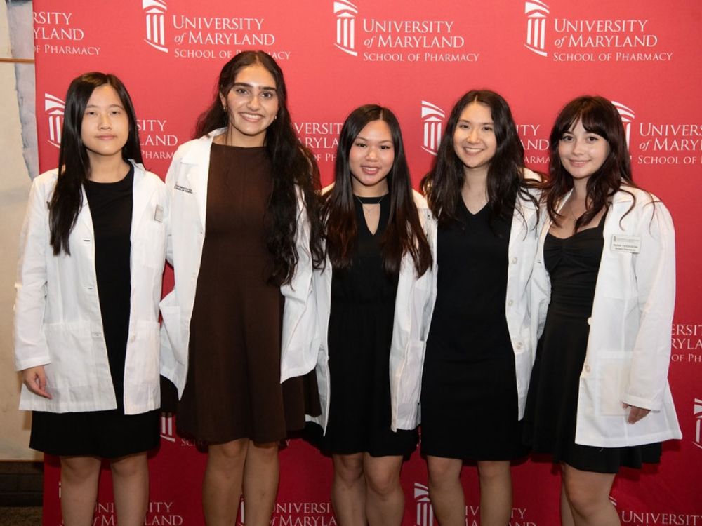 Students from the University of Maryland School of Pharmacy at the 2026 white coat ceremony.