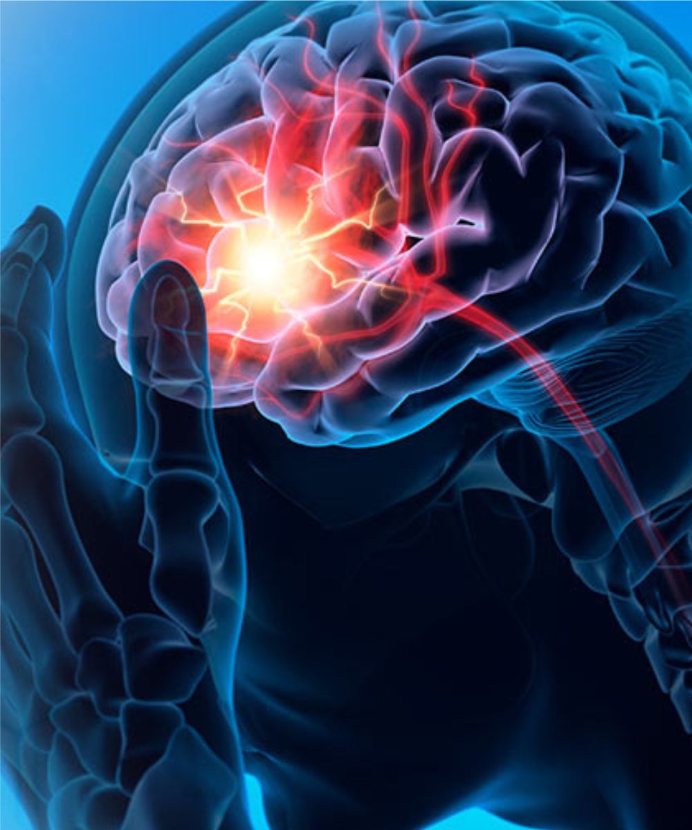 a graphic of a person holding their head