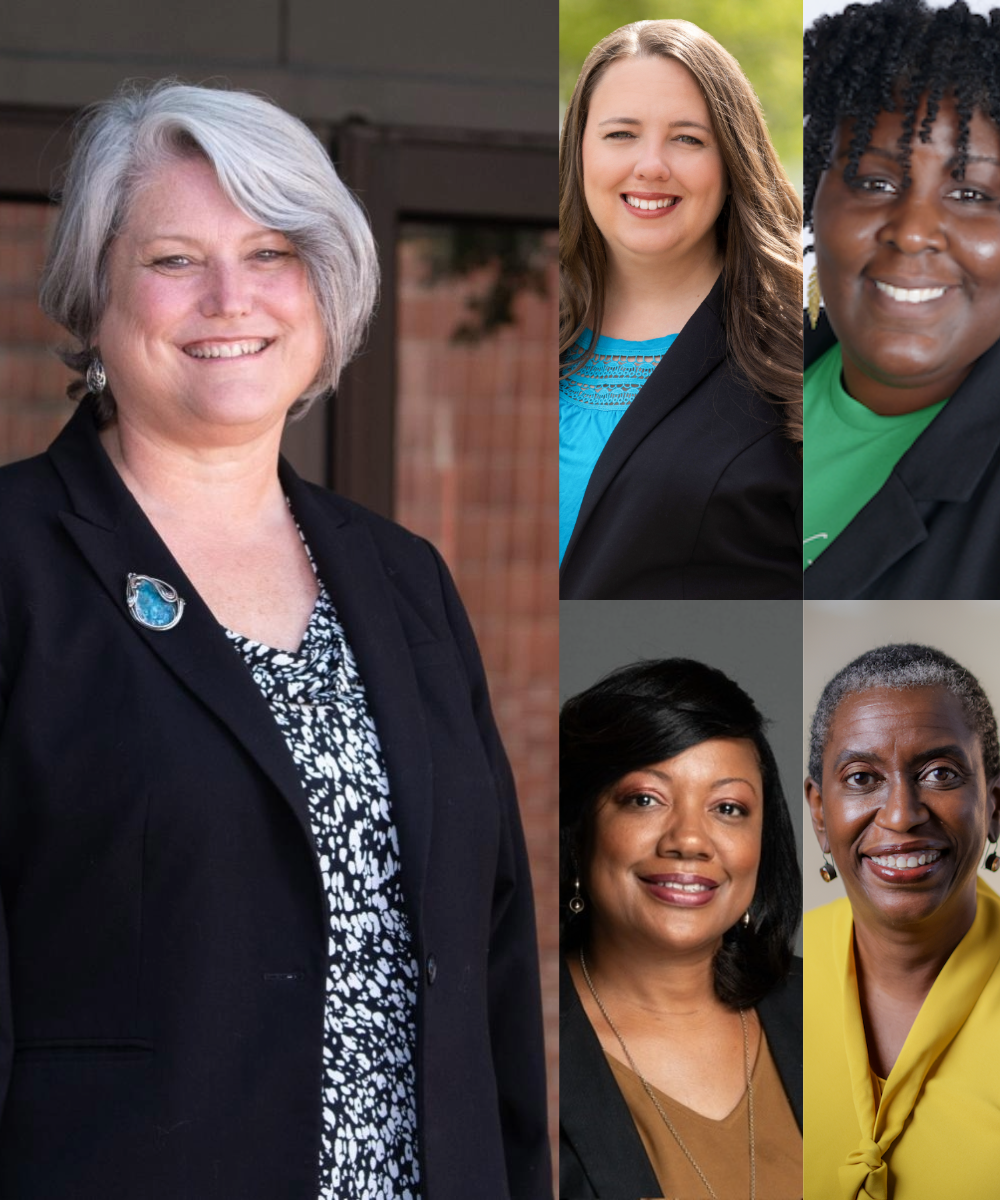 Clockwise from left, Dean Judy Postmus, Lauren Schuyler, Seante Hatcher, Stacey Stephens, Kaya Swann