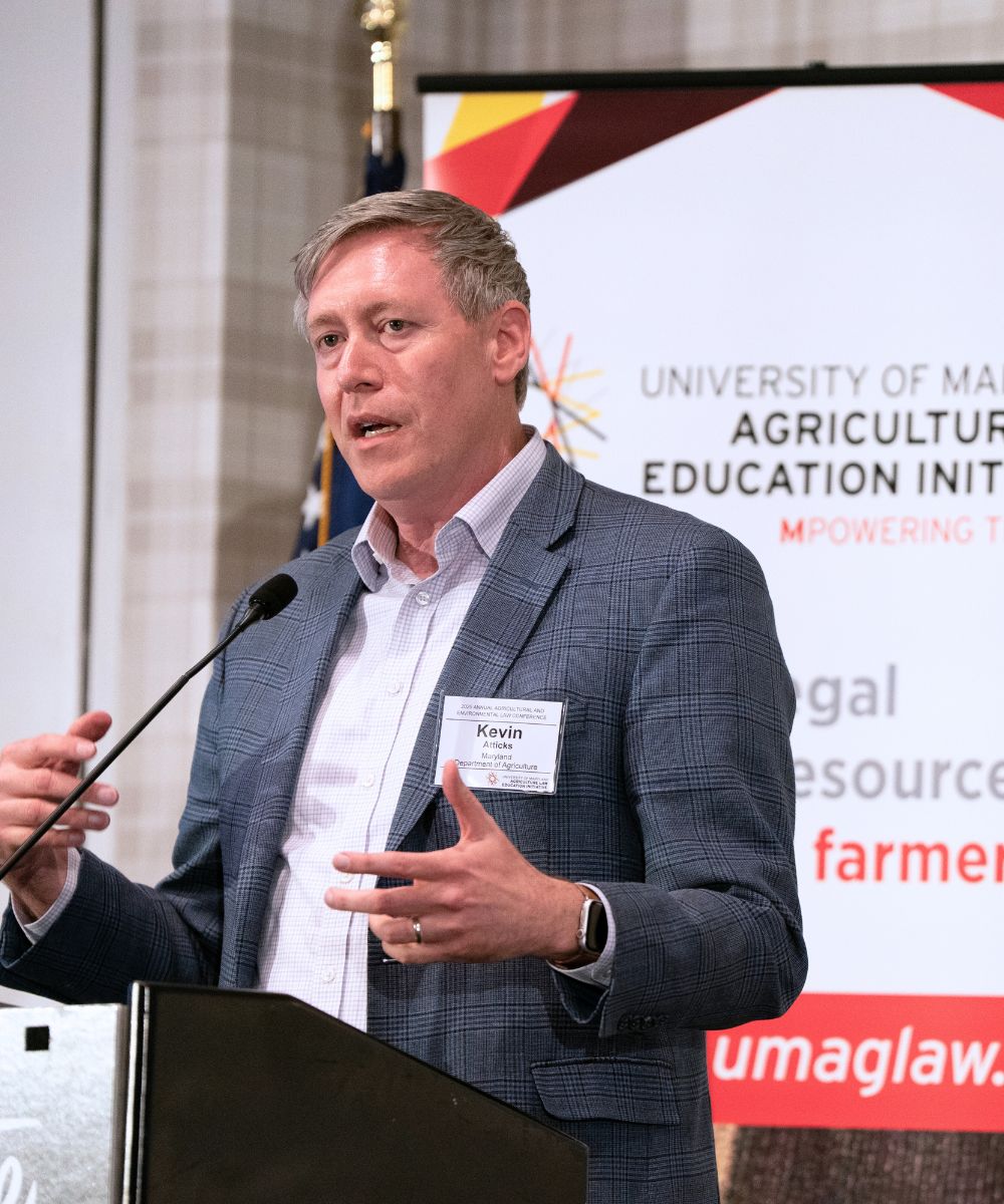 Maryland Agriculture Secretary Kevin Atticks at podium