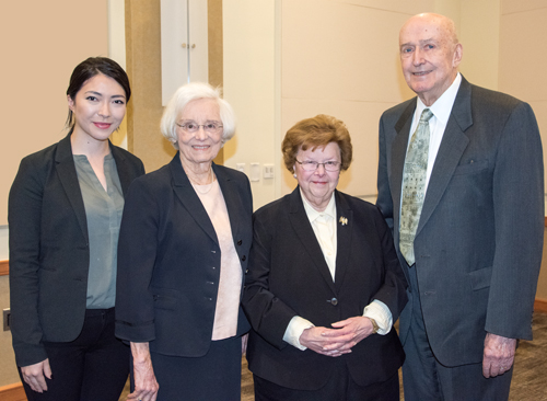 University of Maryland Francis King Carey School of Law student Linda S. Morris, University of Maryland School of Medicine Professor Emeritus Patricia Langenberg, retired Sen. Barbara Mikulski, and University System of Maryland Chancellor Emeritus Donald N. Langenberg.