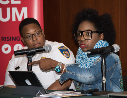 Erika Alston-Buck, chief executive officer for Penn North Recovery and founding director of The Kids Safe Zone, was the most passionate member of the RISING Baltimore panel session. She has a good working relationship with Major Sheree Briscoe of the Baltimore Police Department. 