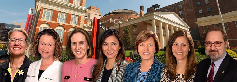 L-to-R, Louisa Peartree, MBA; Donna Parker, MD; Nancy Lowitt, MD, EdM; Sandra Quezada, MD, MS; Mary Pooton; Elizabeth Lamos, MD; and James Kaper, PhD. 